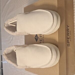 Sperry Cream Shearling Slip-On Shoes